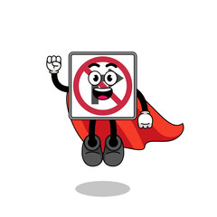 no right turn road sign cartoon with flying superhero