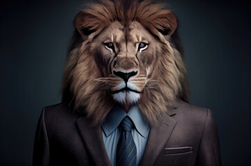Lion In A Suit Dressed Well Generative AI