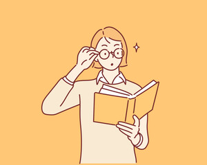 Woman reading a book. Hand drawn style vector design illustrations.