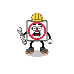 Character Illustration of no left turn road sign with 404 error