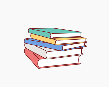 Stack of  books isolated on white. Hand drawn style vector design illustrations.