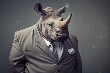 Rhino In A Suit Looking Dapper Generative AI