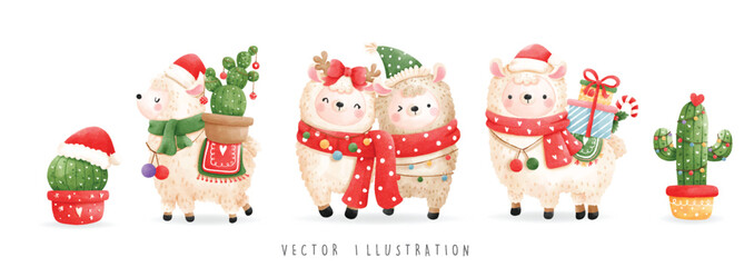 Christmas llama banner