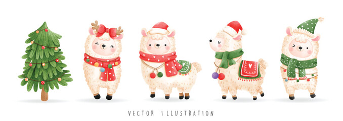 Christmas llama banner