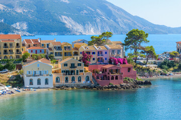 View of the beautiful Assos village in kefalonia island, ionian, west Greece.