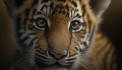 Obraz premium Endangered animal - Royal Bengal Tiger cub face