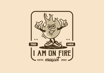 Mascot character illustration badge of a fire