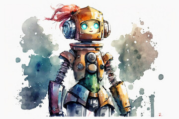 robot girl futuristic, Illustration Graphic Design with Generative AI.