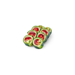 The set of 8 sushi rolls called Sashimi Rolls on a white background isolated