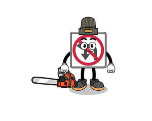 no left or U turn road sign illustration cartoon as a lumberjack