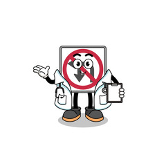 Cartoon mascot of no left or U turn road sign doctor