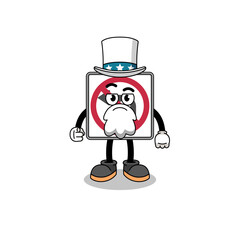 Illustration of no left or U turn road sign cartoon with i want you gesture