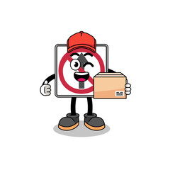 no thru movement road sign mascot cartoon as an courier