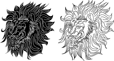 Tiger head vector isolate on white background.traditional tattoo tiger head