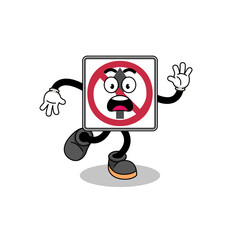 slipping no thru movement road sign mascot illustration