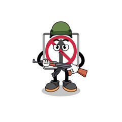 Cartoon of no thru movement road sign soldier