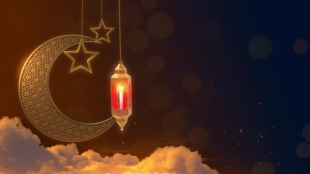 Ramadan Lantern decoration looping background 3d rendering with alpha matte for Ramadan Kareem festival , in scene. Also good background for scene and titles, logos.
