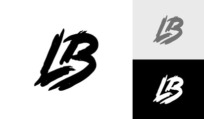 Brush letter LB initial monogram logo design vector