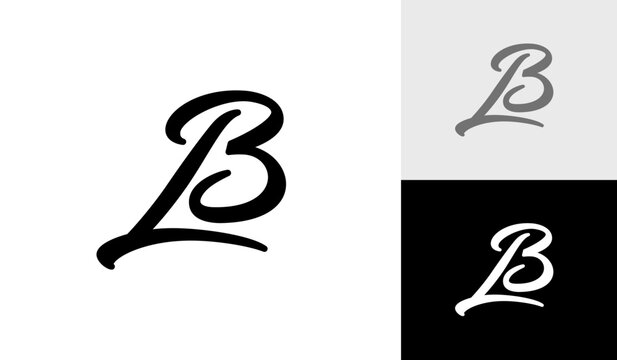 Brush letter LB initial monogram logo design vector