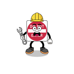 Character Illustration of do not enter road sign with 404 error
