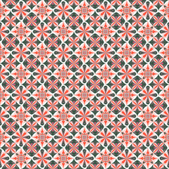 花と星の幾何学的模様、抽象模様シームレスパターン、ジオメトリックリピートパターン、抽象的背景イラスト