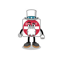 Illustration of do not enter road sign cartoon with i want you gesture