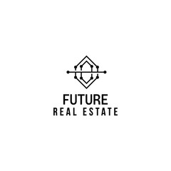 Fototapeta premium future real estate logo vector design template with simple and modern styles. eco power energy home logo design vector illustration isolated on white background