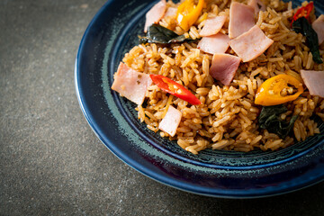 ham fried rice with herbs and spices