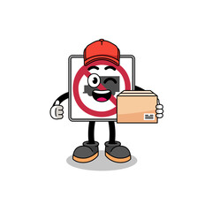 no trucks road sign mascot cartoon as an courier