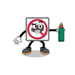 no trucks road sign illustration cartoon holding mosquito repellent