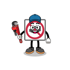 Fototapeta premium no trucks road sign illustration cartoon as a plumber