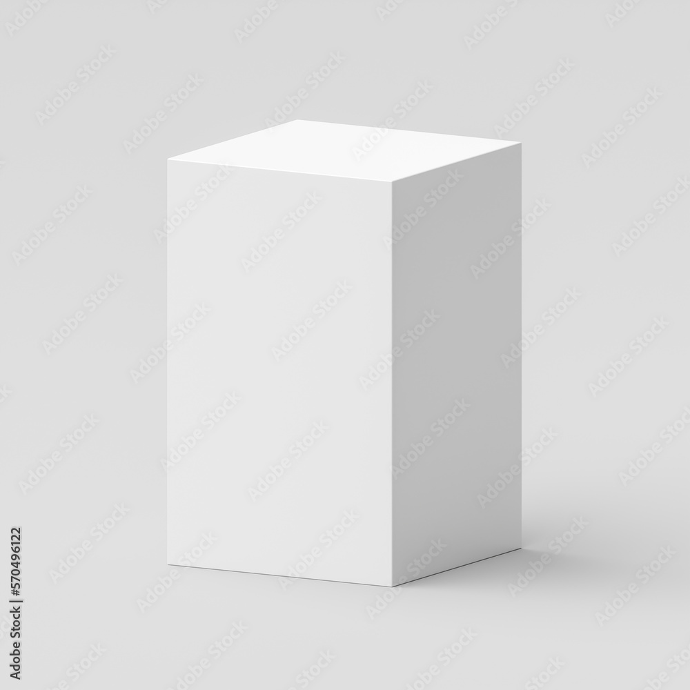 Canvas Prints White cube podium platform isolated on 3d geometric background with blank box product stage stand minimal display or empty rectangle pedestal block object perspective mockup presentation show concept.