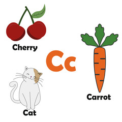 Fruit Alphabet : C Is For Cherry Fruit Illustrations, Graphics & Vector Art.