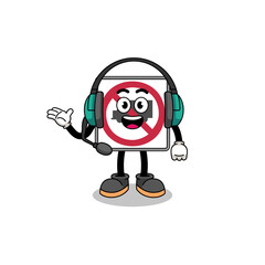 Mascot Illustration of no trucks road sign as a customer services