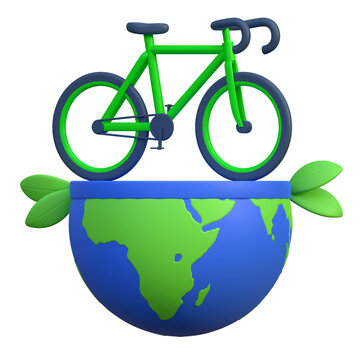 road bike icon earth day 3d illustration