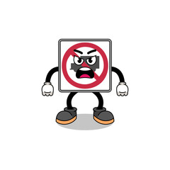 no trucks road sign cartoon illustration with angry expression