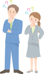 疑問を抱く男女のビジネスパーソン