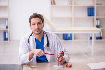 Young male doctor cardiologist working in the clinic