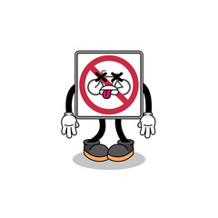no bicycles road sign mascot illustration is dead