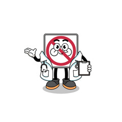 Cartoon mascot of no bicycles road sign doctor