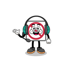 Mascot Illustration of no bicycles road sign as a customer services