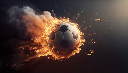 Fototapeta premium soccer football fire flame flying look like comet