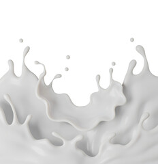 Milk  splash png file , 3D Rendering, 3D illustration