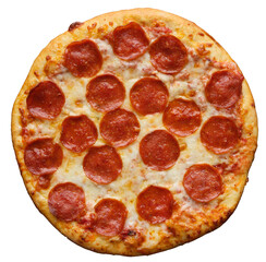 pepperoni pizza shot top down view and isolated - 570498346