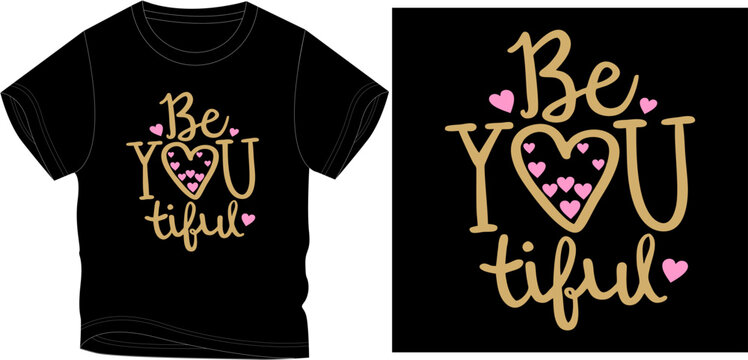 BEYOUTIFUL HEARTS t-shirt graphic design vector illustration
