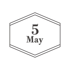 5月の見出しとシンプルな六角形フレームのデザイン