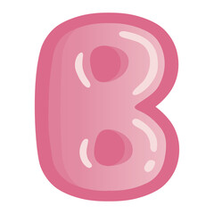 Letter B Bold Alphabet Pink Doodle Drawing Vector Art