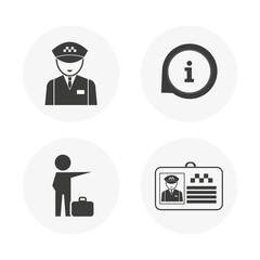 A set of Vector illustrations of the taxi service. Driver, passenger, driver's license.