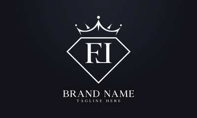 Diamond crown vector. Luxury queen logo for jewelry vector with letters	