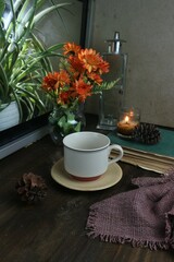 cup of tea and flowers